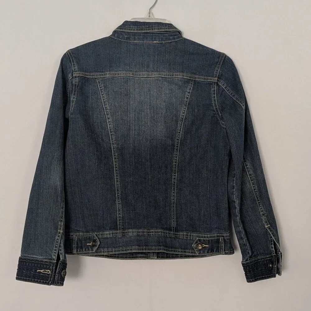 NURTURE Blue Denim Embroidered Jean Jacket w Metal Buttons; Size S